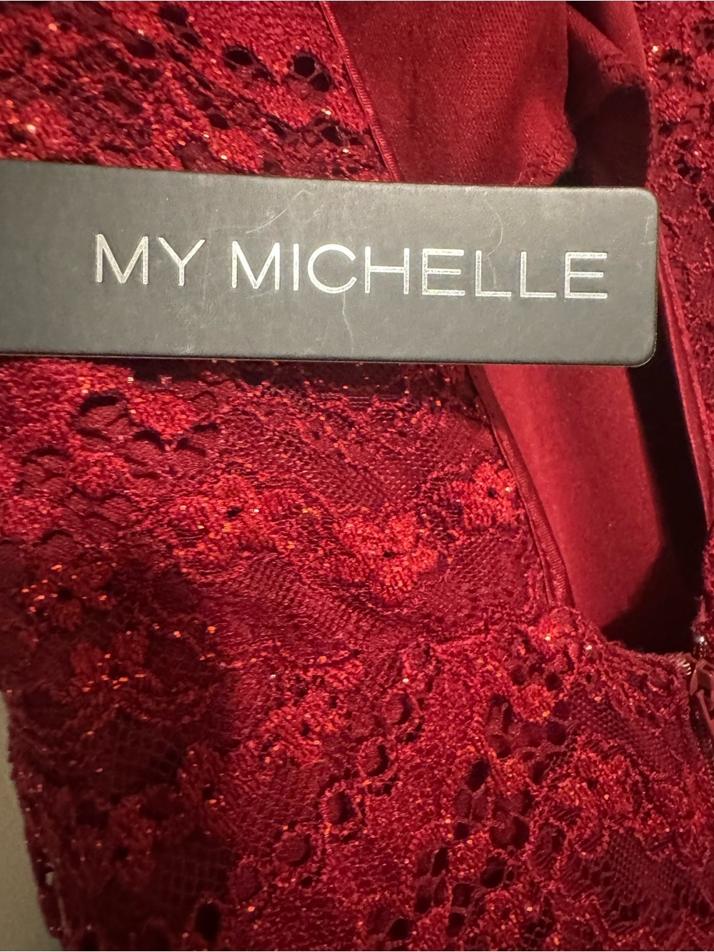 Michele Burgundy Sequin Halter Maxi Dress for prom - Picture 7 of 8